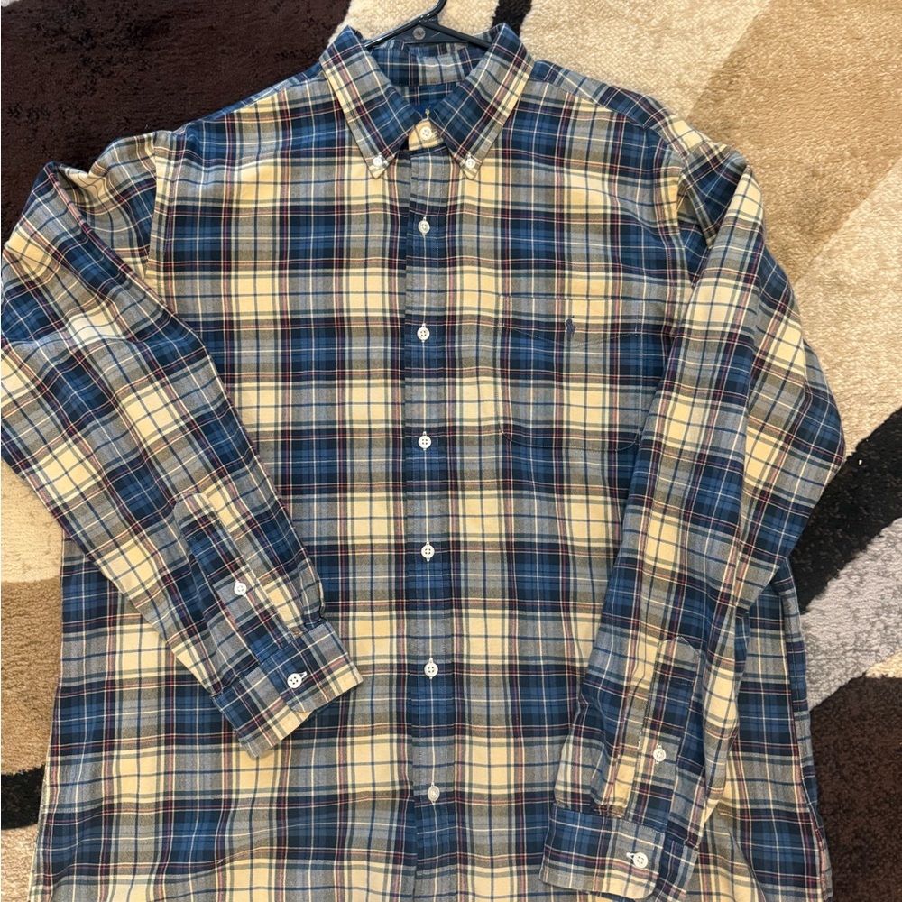 Ralph Lauren Navy and Beige Plaid Shirt